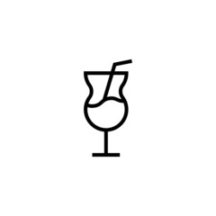Poster - Half filled cocktail glass vector icon in linear, outline icon isolated on white background