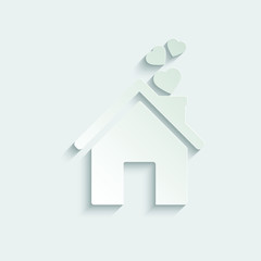 Poster - paper House with heart icon. Home love icon. Family happiness icon