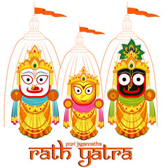 Puri Jagannatha Gods For Ratha Yatra Festival Vector Illustration, Artwork For festival posters, Info-graphics, Motion-Graphics