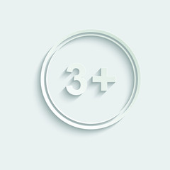 Poster - paper 3 plus icon. black vector 3 + plus sign