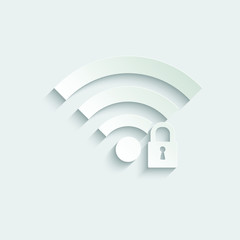 Poster - paper wifi icon. wifi locked sign