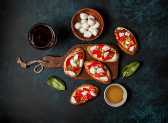 Canvas Print - bruschetta with tomatoes and mozzarella