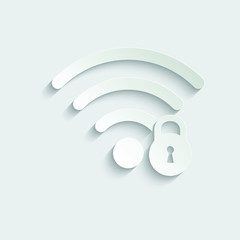 Poster - paper wifi icon. wifi locked sign