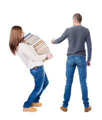 Wall Mural - Back view of couple in sweater showing thumbs up.