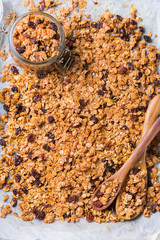 Wall Mural - Homemade granola muesli on a kitchen table