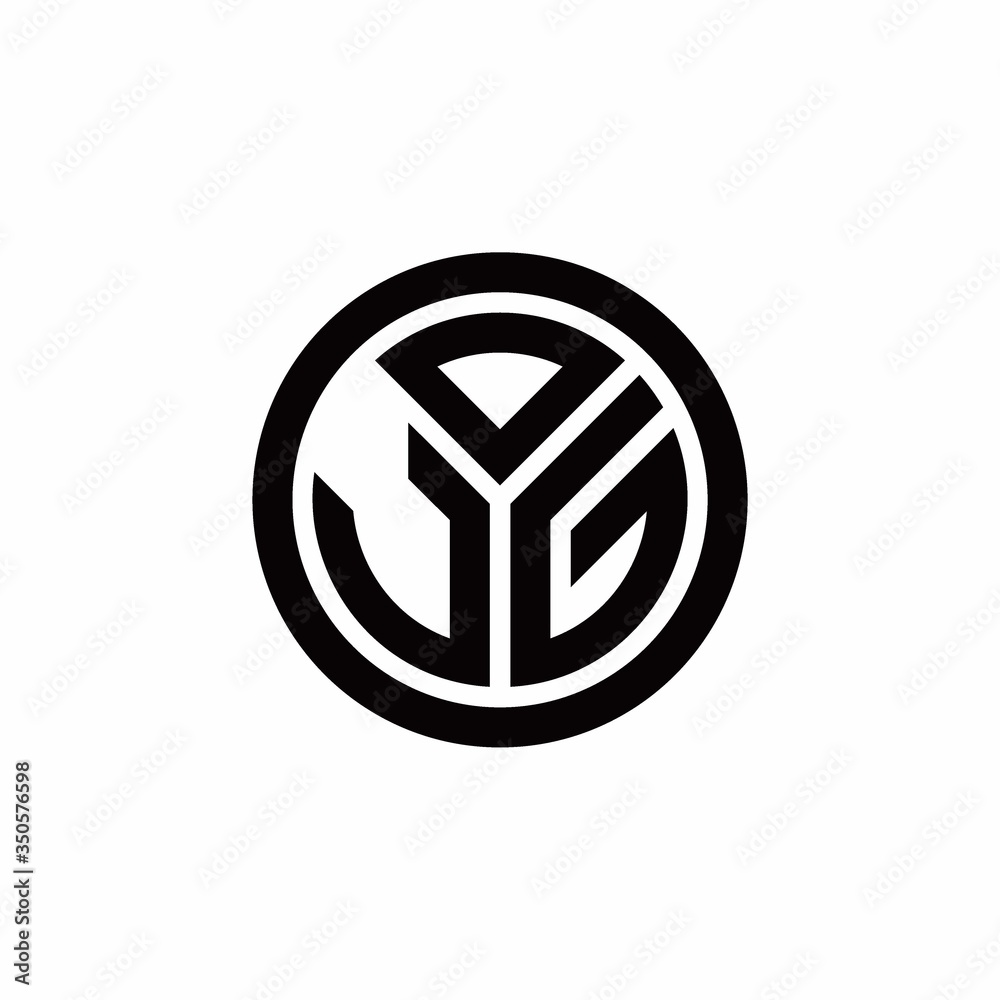 JG monogram logo with circle outline design template Stock Vector ...