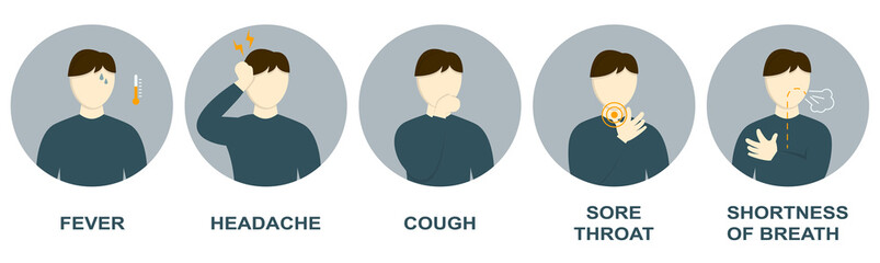 Man has symptoms of coronavirus, 2019-nCoV vector illustration. Flat design