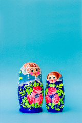 Wall Mural - Blue matryoshka, Slavic souvenir.