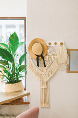 Wall Mural - Women's hat in the interior. Dreamcatcher. Balinese style.