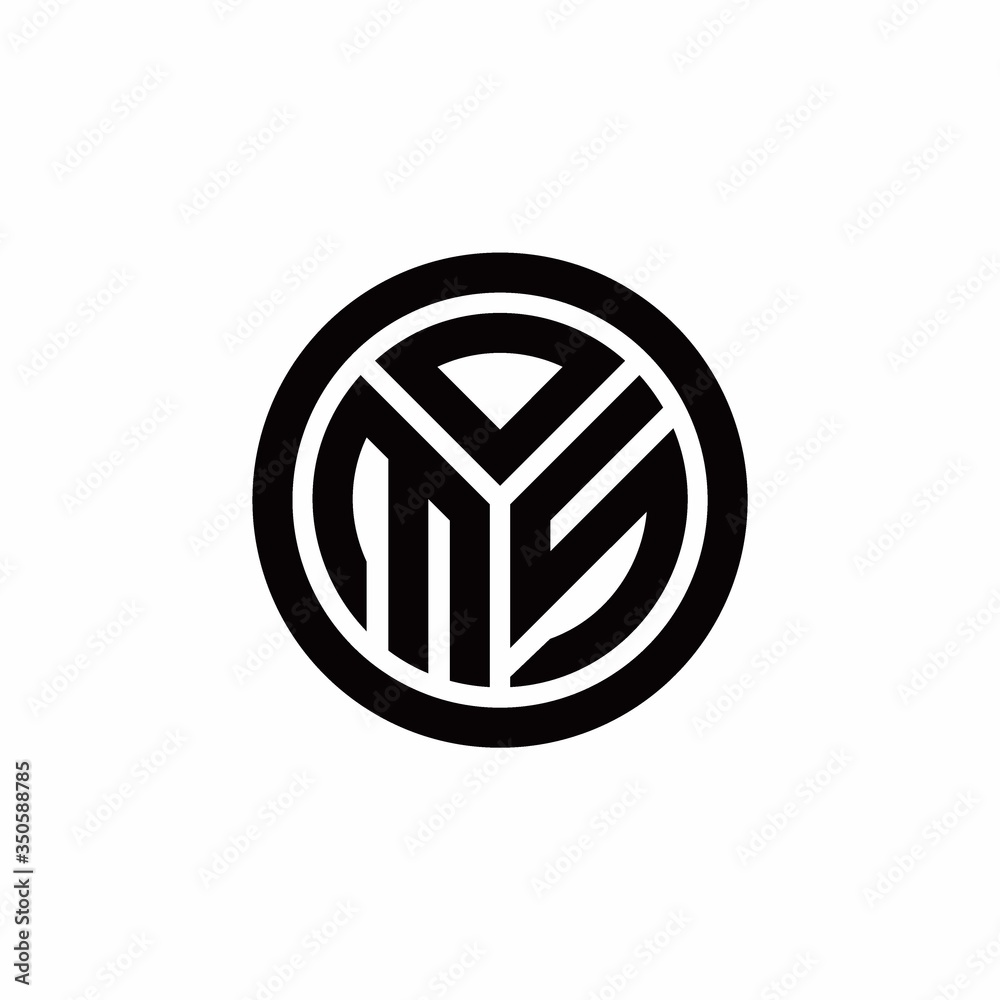 MS monogram logo with circle outline design template Stock Vector ...