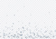 Bubbles underwater texture isolated on transparent background. Vector fizzy air, gas or oxygen under water. Realistic champagne drink, soda effect template