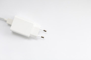 white mobile charger on a white background