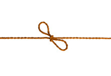 Leather Rope Tied With A Bow On A White Background.