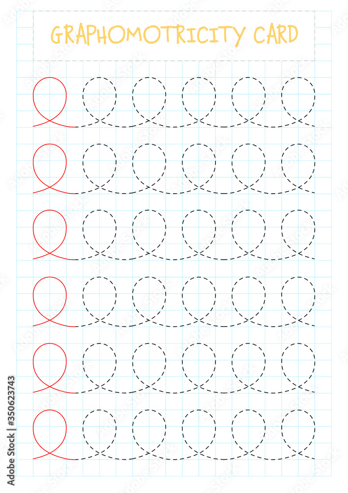 Graphism. Handwriting practice sheet. Educational children game ...