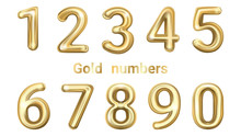 Golden Vector Numbers. Golden Yellow Metallic Numbers.