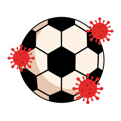 Poster - sport ball with particles covid 19 isolated icon vector illustration design