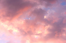 Pink Clouds Dyed By The Sun At Sunset 