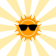 Canvas Print - Sun with sunglasses icon in flat style isolated on white background