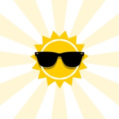 Canvas Print - Sun with sunglasses icon in flat style isolated on white background