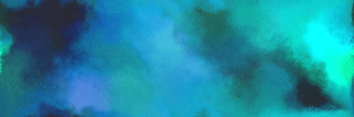 Wall Mural - repeating abstract watercolor background with watercolor paint with dark cyan, light sea green and bright turquoise colors. can be used as background texture or graphic element