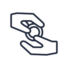 Sticker - hands giving coin line style icon