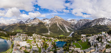 Aerial View Of The Arosa Mountain Resort In The Alps In Canton Graubünden In Switzerland