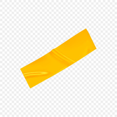 Wall Mural - Yellow duct repair tape isolated on transparent background. Realistic yellow adhesive tape piece for fixing. Adhesive paper glued. Realistic 3d vector illustration