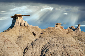 Wall Mural - winged hoodoos bisti de-na-zin wilderness area new mexico