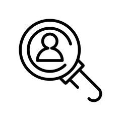 Poster - magnifying glass and person line style icon