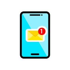 Poster - New message, notification on smartphone icon flat on isolated background. EPS 10 vector.