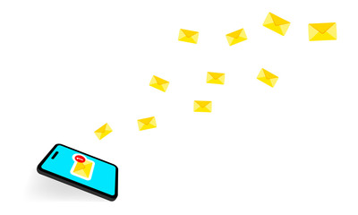 Poster - Phone send mail. A new message icon flat on isolated background. EPS 10 vector.