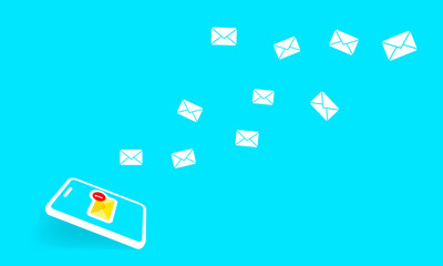 Poster - Phone send mail. A new message icon flat on isolated background. EPS 10 vector.