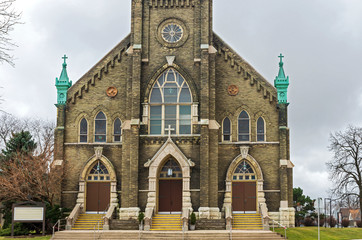 Wall Mural - landmark church entry and facade in milwaukee