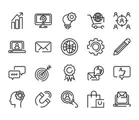 Wall Mural - social media marketing set icons