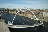 High Angle View Of Gateshead Millennium Bridge Over River Tyne