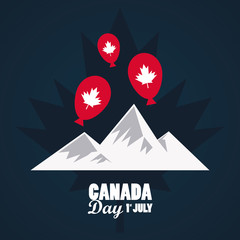 Wall Mural - first july canada day celebration poster with mountains