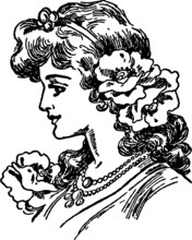 Old Drawing Of A Victorian Hair Style, Vector Illustration Of A 19th Century Engraving