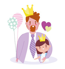 Sticker - Father and daughter with crown vector design