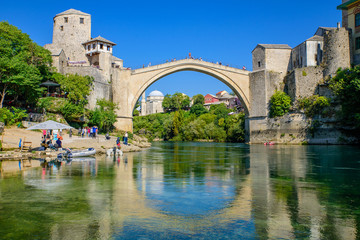 Mostar Bridge, an Ottoman bridge in Mostar, Bosnia and Herzegovina