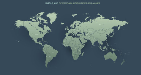 world map vector. detailed world map with name and boundary