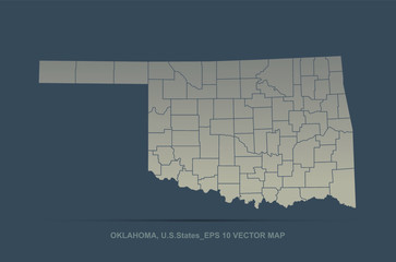 Wall Mural - oklahoma map. vector map of oklahoma, us states.