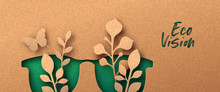 Eco Vision Or Green View 3D Papercut Banner