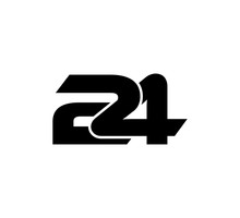 Initial 2 Numbers Logo Modern Simple Black 24