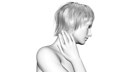 Wall Mural - neck pain female