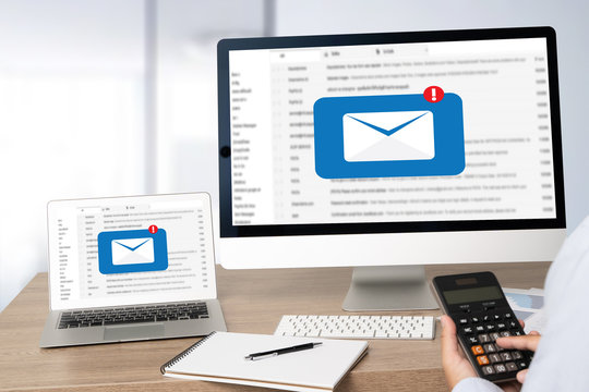 Mail Communication Connection message to mailing contacts phone Global Letters Concept computer browsing communication.