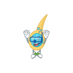 Sticker - cartoon drawing concept of clostridium tetani wearing cool Diving glasses ready to swim