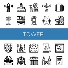Tower Simple Icons Set