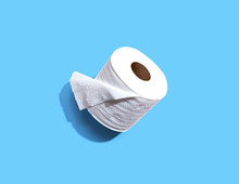 A Roll Of Toilet Paper Overhead View - Flat Lay