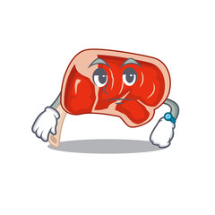 Sticker - Mascot design style of prime rib with waiting gesture