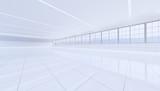 Fototapeta Panele - 3d rendering of empty room and white tile floor use to background.